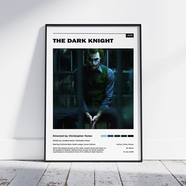 The Dark Knight Poster | Christopher Nolan | Minimalist Movie Poster | Retro Vintage Art Print | Wall Art Decor