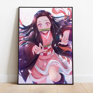 Nezuko - Anime Girl - Beach Waifu - Satin Poster - Original Demon