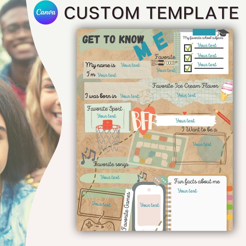 Editable Get to Know Me Canva Template Poster, Perfect for Students ...
