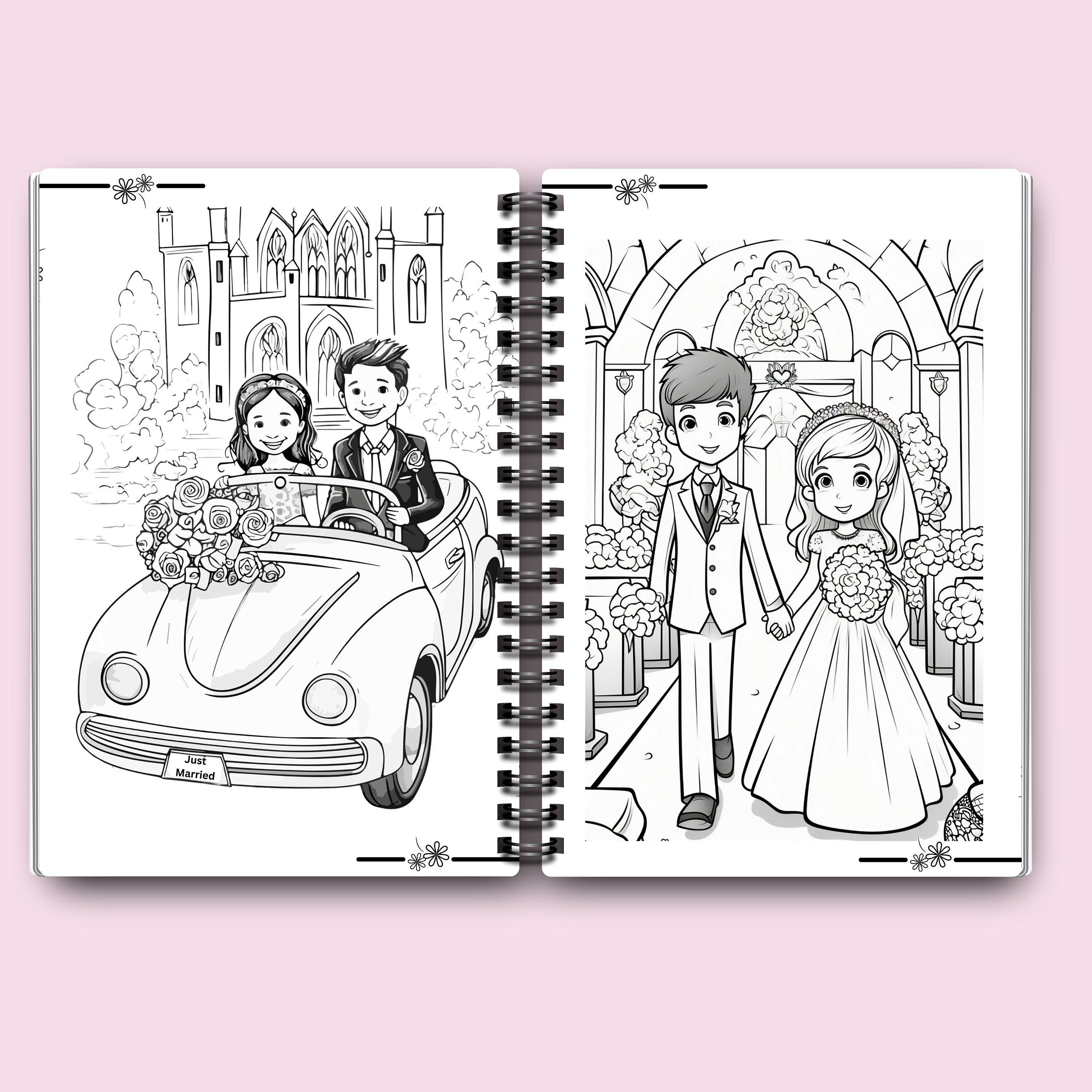 Kids Wedding Coloring Book Children Wedding Book Pages Etsy