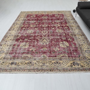 7x11 Rug,Oushak Rug,Vintage Area Rug,Turkish Rug,7x11 Wool Rug,Area Rug,Large Rug,Turkey Rug,Handmade Rug,Living Room Rug,Soft Rug,S-2007