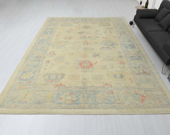 23x33 Vintage türkische Oushak Teppich, Großer Handgefertigter Anatolischer Teppich, S-2298