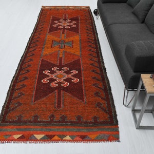 Oushak Runner Rug,Boho Rug,Runner Rug,3x11 Bohemian Rug,3x11 Runner Rug,Vintage Runner Rug,Wool Rug,Turkish Runner Rug,Oushak Rug,M-641