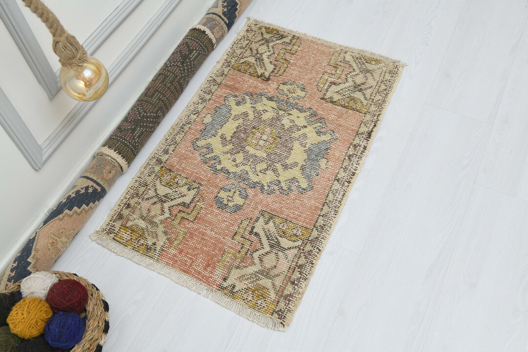 Vintage Bath Rug,turkish Small Rug,2x3 Small Rug,vintage Door Mat Rug