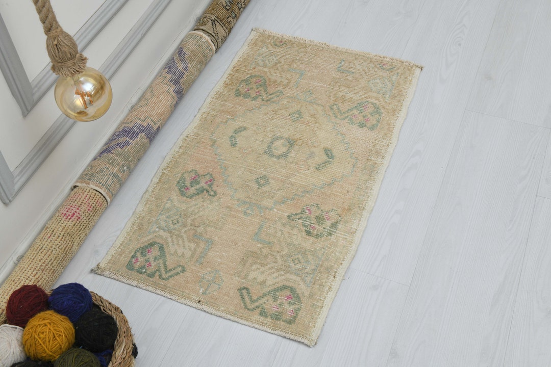 Vintage Bath Rug,turkish Small Rug,2x3 Small Rug,vintage Door Mat Rug