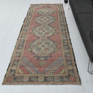 3x9 Handmade Rug,3x9 Runner Rug,Vintage Runner Rug,Rug Runner,Oushak Runner Rug,Kitchen Runner Rug,3x9 Turkish Rug,Hallway Runner Rug,B-2887