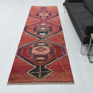 3x11 Turkish Rug,3x11 Vintage Rug,Runner Rug,Wool Runner,Kitchen Rug,Entryway Rug,Turkish Runner Rug,3x11 Runner Rug,3x11 Oushak Rugs,B-2873