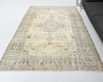 Vintage Turkish Oushak Rug, Handmade Wool Area Rug (5.5 x 8.8 ft), S-2472