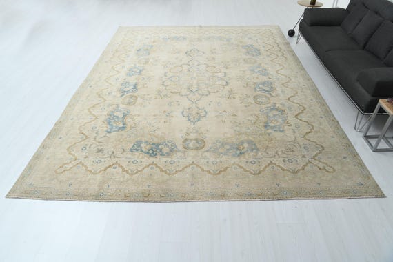 Oversized Vintage Turkish Oushak Rug, 9.5 x 12.5, P-439