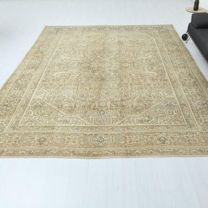 10x13 Antique Turkish Rug, Large Vintage Oushak Carpet, Handwoven Anatolian Rug, Oversized Area Rug, Boho Living Room Wool Rug, P-576