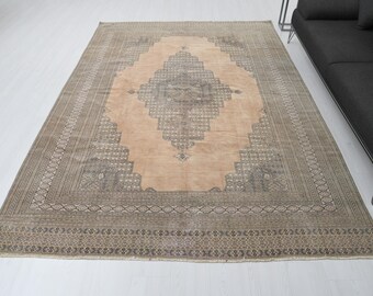 7x10 Vintage Oushak Rug, Hand-Knotted Turkish Area Rug, A-1111