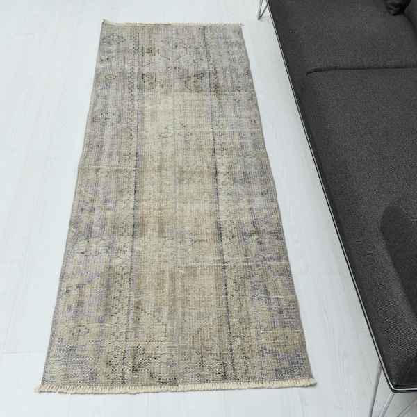 Small Turkish Rug 2x6, Oushak Rug, Handwoven Vintage Anatolian Runner Rug, Boho Small Area Rug, Handmade Wool Rug, LK-404