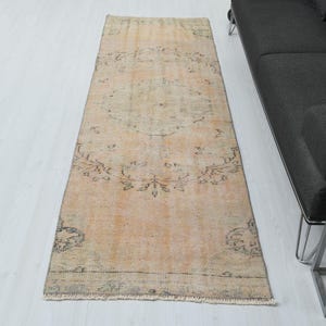 3x9 Runner Rug, Oushak Turkish Rug, Vintage Runner, Handmade Wool Hallway Rug, Long Narrow Turkish Carpet, B-3966