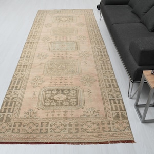 4x11 Runner Rug,Wool Runner Rug,Kitchen Runner,4x11 Oushak Rug,Vintage Runner Rug,Neutral Runner,Boho Runner,4x11 Turkish Rug,Runner,B-2861