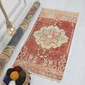 Oushak Bathrom Rug,Bath Mat Rug,Turkish Bathroom Rug,2x3 Vintage Rug,Small Vintage Rug,Vintage Bathroom Rug,Small Rug,Oushak Bath Rug,O-1194