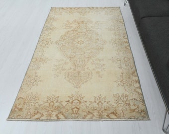 Handmade Wool Oushak Rug, Vintage Anatolian Rug (3.6 x 6.7 ft), S-2334