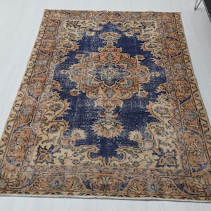 4x7 Turkish Rug,Handmade Rug,Boho Rug,Kids Rug,4x7 Rug,Blue Rugs,Oushak Rug,Small Turkish Rug,Vintage Rugs,Small Rug,Custom Rug,Rugs,S-2361