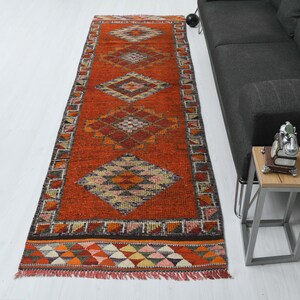 3x10,Oushak Runner Rug,Wool Rug,Rug Runner,Runner Rug,Kitchen Rug,3x10 Rug,Vintage Runner Rug,Turkish Runner Rug,Anatolian Runner Rug,M-549