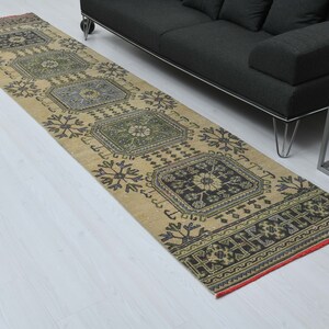 Handmade Wool Oushak Runner Rug, Turkish Vintage (2.7 x 11.9 ft), M-222
