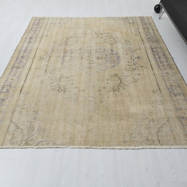 5x7 Area Rug,Oushak Rug,Neutral Rug,Turkish Rug,Handmade Rug,5x7 Vintage Rug,5x7 Soft Rug,Vintage Rug,5x7 Oushak Rug,Living Room Rug,S-2101