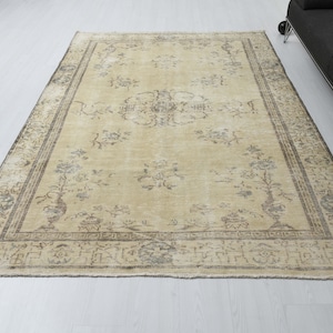 6x9 Vintage Turkish Oushak Rug, Handmade Wool Area Rug, S-2231