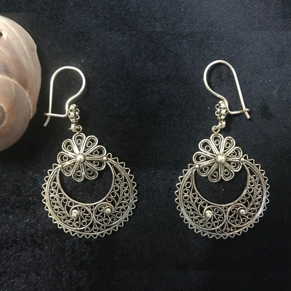 Filigree Women's Earrings, Boho - Mexican Earrings, 925 Sterling Silver, Gift for her