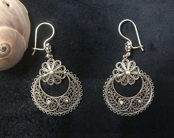 Filigree Women's Earrings, Boho - Mexican Earrings, 925 Sterling Silver, Gift for her