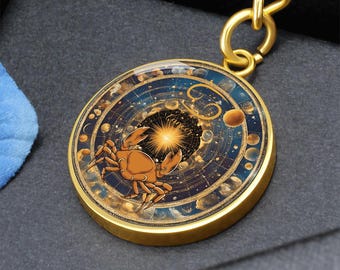 Cancer Zodiac Keychain | Moon-Inspired Gift | Water Sign Accessory, Personalized Astrology Gift