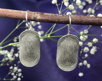 Filigree Earrings, Oxidized 925 Sterling Silver Handmade Turkish Drop Earrings – Boho Vintage Style Jewelry for Women
