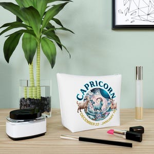 Capricorn Zodiac Cosmetic Bag | Personalized Makeup Pouch, Astrology Gifts, Birthday Bag, Horoscope Organizer, Stylish Travel Case