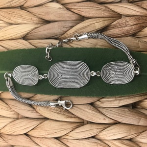 Filigree Women&#39;s Bracelet, Oxidized 925 Sterling Silver Jewelry, Mom Birthday Gift, Boho Vintage Style Jewelry for Women