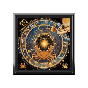 Personalisierte Sternzeichen Schmuckschatulle, himmlische Aufbewahrung, Astrologie Geschenk, Krebs Horoskop Andenken, kosmischer Organisator, benutzerdefinierte Name Box