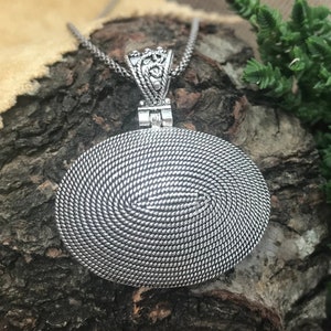 Ovale filigraanketting, geoxideerde 925 sterlingzilveren hanger, vintage boho-sieraden voor dames