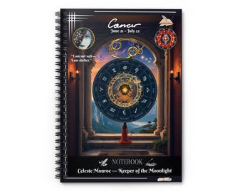 Astrology Spiral Notebook - Ruled Line, Horoscope Journal, Zodiac Sign Gift, Astrology Notebook, Cancer Birthday Gift