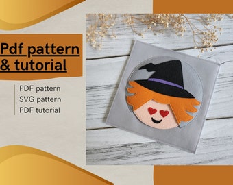 Halloween Witch Quiet Book Page Pattern, Felt Emotions Toy (PDF Pattern)