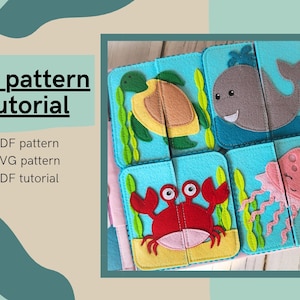Quiet book page " Sea puzzle" pattern and tutorial, Felt book pdf pattern, baby book pattern pdf