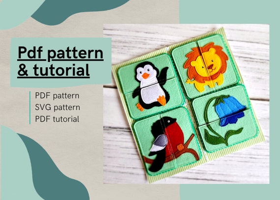 Quiet book page "puzzle" pattern and tutorial, Felt book pdf pattern, baby book patternpdf