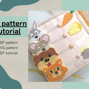 Quiet book page &quot;Who eats what&quot; PDF pattern, felt book pattern and tutorial, toys from felt PDF