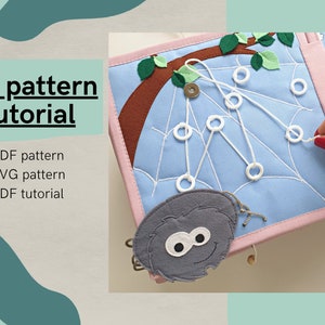 quiet book page &quot;SPIDER&quot; PDF pattern and tutorial, felt book for toddler pattern, lacing page PDF