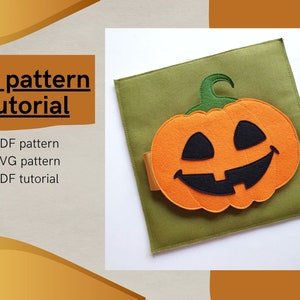 Halloween Quiet book page &quot;Pumpkin&quot; PDF pattern, halloween felt book pattern and tutorial, toys from felt PDF, geometric page pattern