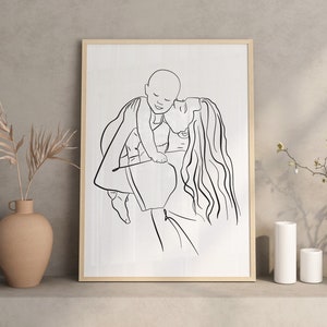Impressão de mãe e bebê, novo presente de mãe, presente de dia das mães, arte de linha de mãe, desenho de linha de mãe, decoração de parede de berçário, chá de bebê