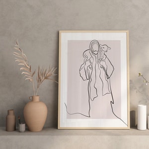 Christian Line Art, Jesus Line Art, Bible Story, Baptism Gift, Christ print, Christian minimalist ,Bible Verses
