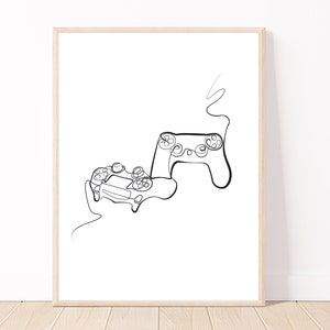 Abstract Controller Line Drawing, Minimalist Gaming Art Print , Gaming Wall Decor, Gamer Gift, Game Poster ,Game Room Print, Gaming Wall Art
