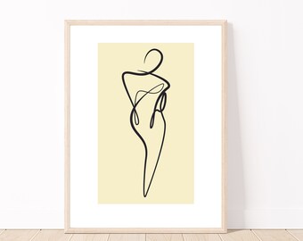 Abstract Art Prints, Woman Line Art Prints, Minimalist Wall Art, Woman Line Drawing, Aesthetic Room Decor, Gallery Art, Modern Art, Digital