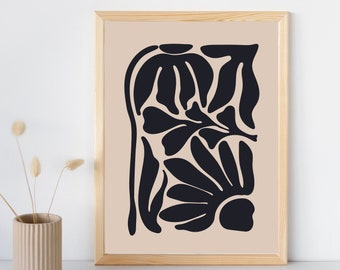 Moody Abstract Print, Henri Matisse, Abstract Botanical, Scandinavian Print, Neutral Botanical, Flower Market Poster