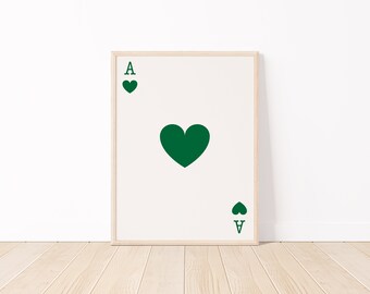 Ace Card Poster, Ace of Hearts Poster, Lucky You Print, Retro Text Print, Spielkarten Wandkunst, 70S Style Art, Trendy Retro