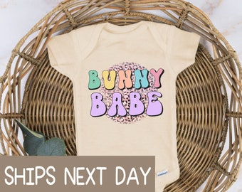 Bunny Babe Baby Bodysuit® - Easter Day Baby Bodysuit® - Boho Natural Onesie®