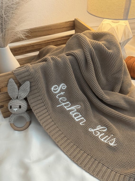 Personalized Knit Baby Blanket, Custom Name Embroidered Baby Blanket, Welcome Baby Keepsake Gift, Unique Baby Sower Gift