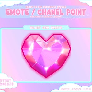 Pink Heart Gem Twitch Coin Emotes / Channel Points / Cute Pastel / Streamer Graphics / Gamer / Sub Bit Badge