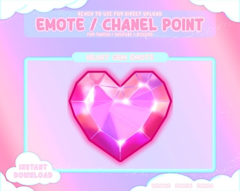 Pink Heart Gem Twitch Coin Emotes / Channel Points / Cute Pastel / Streamer Graphics / Gamer / Sub Bit Badge